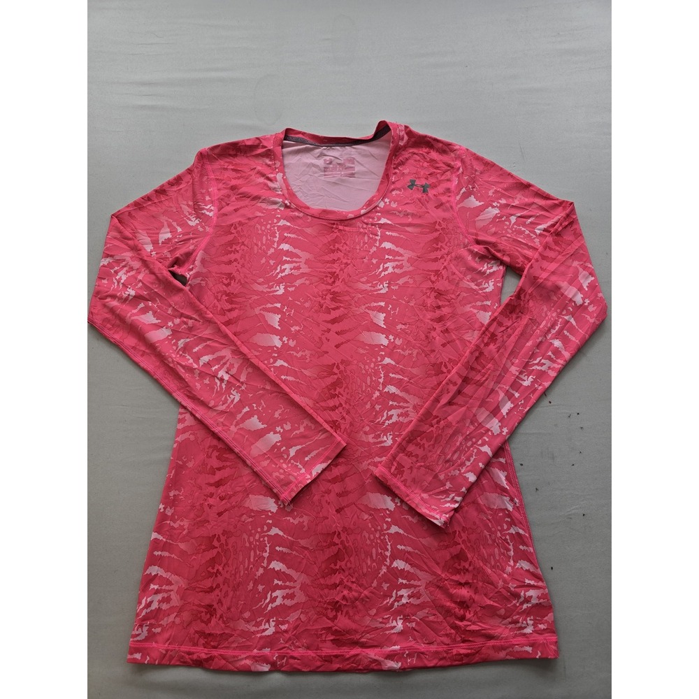Under Armour HeatGear Womens Pink Camo Long Sleeve Athletic Shirt Top Small